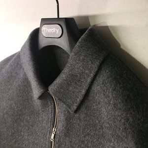 THEORY ELIJAH Mens Double-Face Wool-Cashmere Jacket Size Medium Color Dark Gray